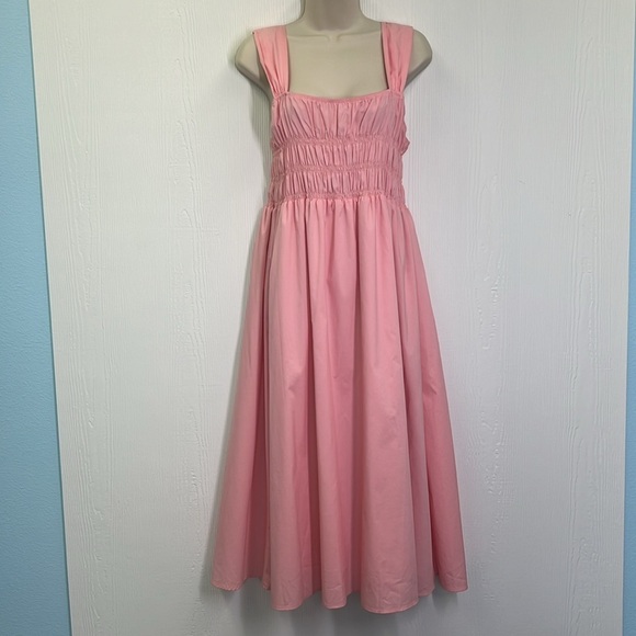 Nanette Lepore - Gypsy Rose Ruched Detailing Bodice Wide Straps Midi Dress SZ 14 - Picture 4 of 13